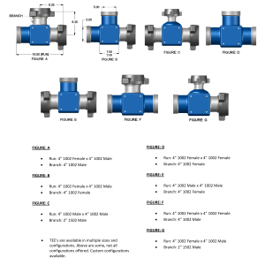 DEENPU 4 inch 1002 Integral Fittings Tees - 10000 PSIG, 7 standard configurations for frac and flowback manifold connections