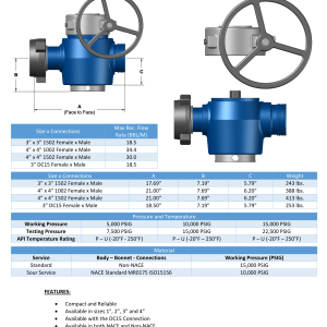 DEENPU Gear Operated Plug Valve - 3 and 4 inch 1502/DC15, 15000 PSIG, compact reliable with gear drive for easier operation