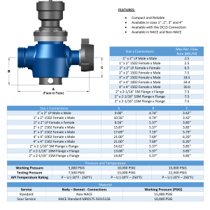 DEENPU Hydraulic Plug Valve - 1 to 4 inch 1502/1002, 15000 PSIG, hydraulic actuated for automated frac and flowback control