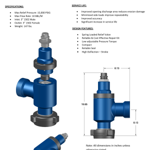 DEENPU M750 Pressure Relief Valve - 3 inch 1502, 15000 PSIG, 10 BBL/M flow rate, spring loaded for frac flowback protection