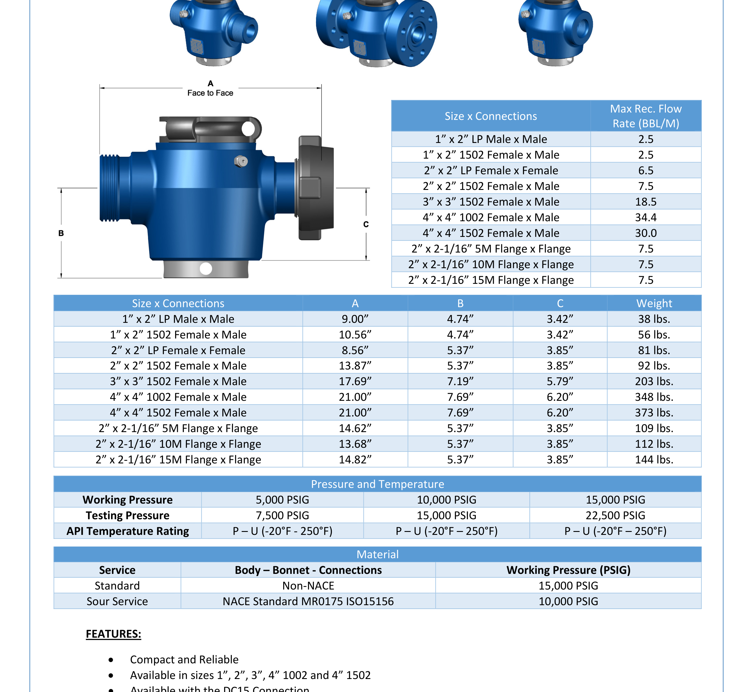 DEENPU Manual Plug Valve - 1 to 4 inch 1502/1002, 15000 PSIG, compact reliable design for frac and flowback operations