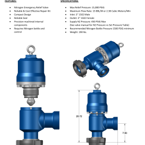 DEENPU N2 Nitrogen Pressure Relief Valve - 3 inch 1502, 15000 PSIG, 15 BBL/M, nitrogen emergency relief for frac flowback