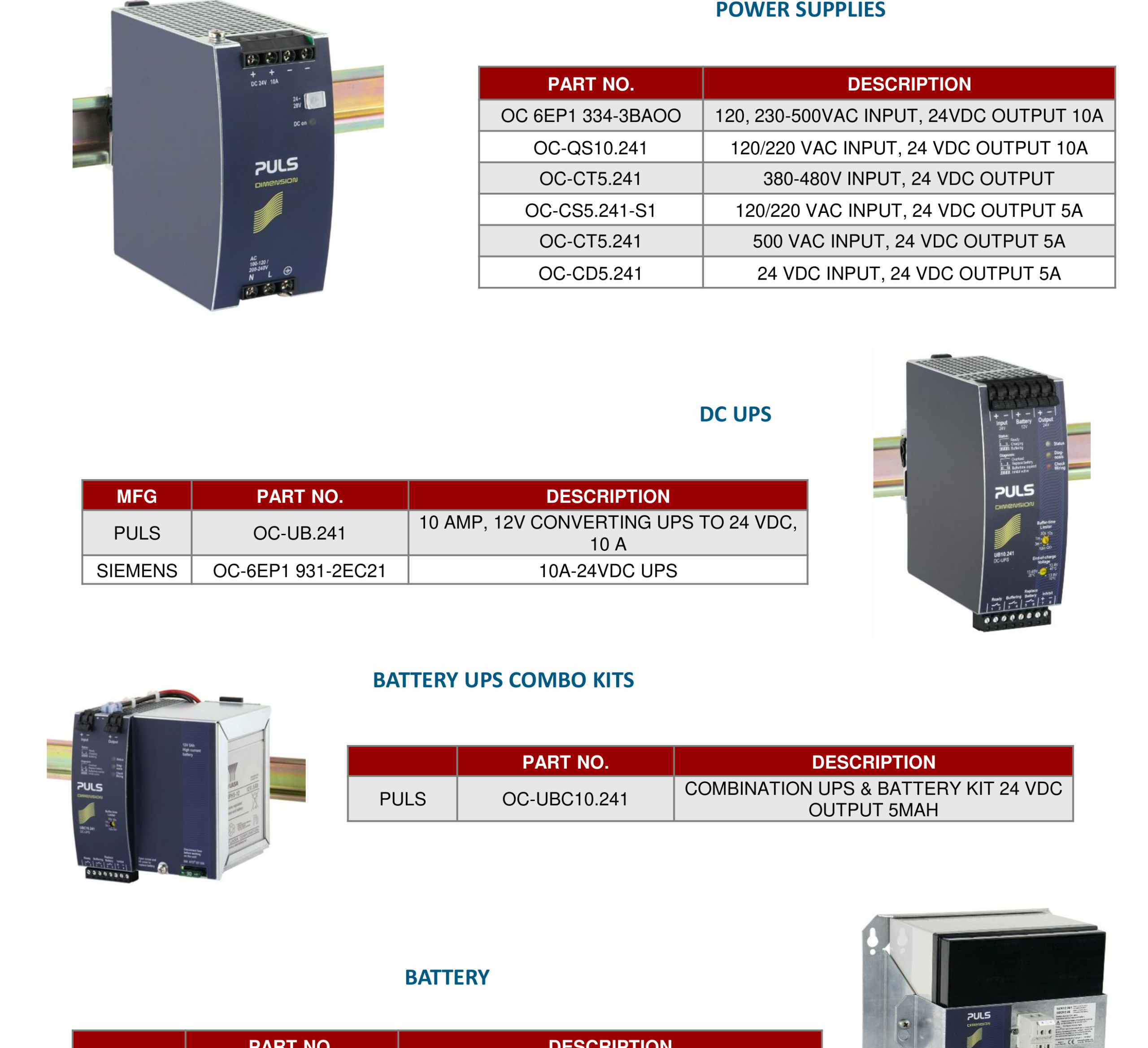 DEENPU Power Supplies and UPS - 24VDC output, 5-10A, 120-500VAC input, DC UPS with battery backup for BOP electronic control systems
