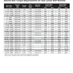 DEENPU U BOP Torque Specifications